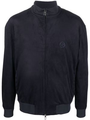 Giorgio Armani logo-embroidered track jacket - Blue