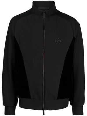 Giorgio Armani logo-embroidered zip-up jacket - Black