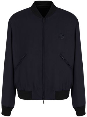 Giorgio Armani logo-embroidery cashmere-blend jacket - Blue