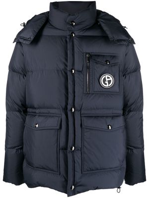 Giorgio Armani logo-patch padded jacket - Blue