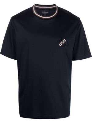 Giorgio Armani logo-patch short-sleeved T-shirt - Blue