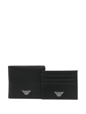 Giorgio Armani logo-plaque wallet set - Black