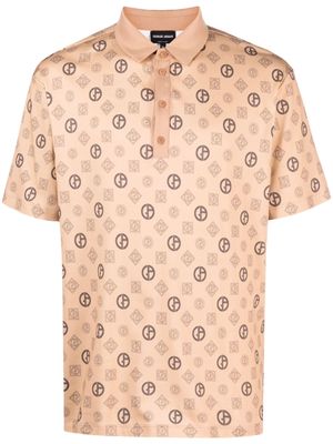 Giorgio Armani logo-print cotton polo shirt - Orange