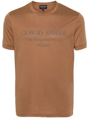 Giorgio Armani logo-print cotton T-shirt - Brown