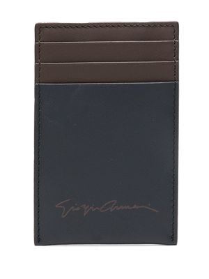 Giorgio Armani logo-print leather cardholder - Blue