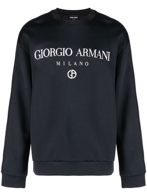 Giorgio Armani logo-print raglan sweatshirt - Blue