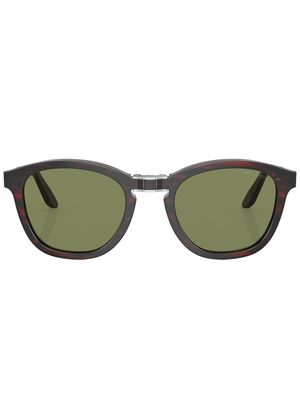 Giorgio Armani logo-print round-frame sunglasses - 59634E Striped Brown