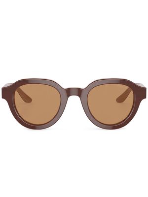 Giorgio Armani logo-print round-frame sunglasses - Brown