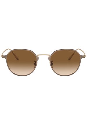 Giorgio Armani logo-print round-frame sunglasses - Gold