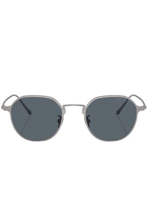 Giorgio Armani logo-print round-frame sunglasses - Silver
