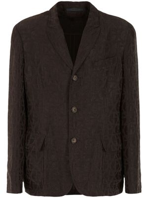 Giorgio Armani logo-print single-breasted blazer - Brown