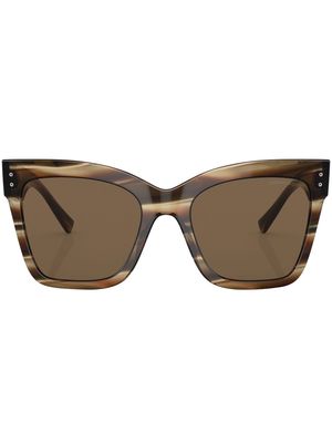 Giorgio Armani logo-print square-frame sunglasses - Brown