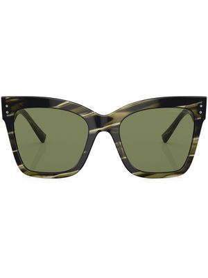 Giorgio Armani logo-print square-frame sunglasses - Green