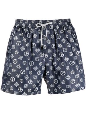 Giorgio Armani logo-print swim shorts - Blue