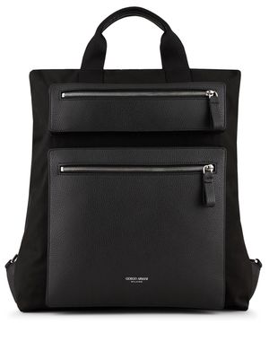 Giorgio Armani logo-stamp backpack - Black
