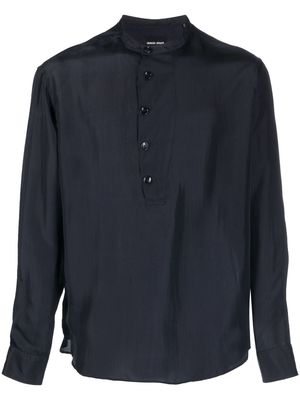 Giorgio Armani long-sleeve silk shirt - Blue