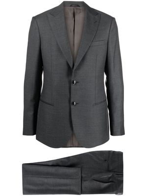 Giorgio Armani mélange-effect single-breasted wool suit - Grey