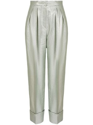 Giorgio Armani metallic-finish high-waisted trousers - Green