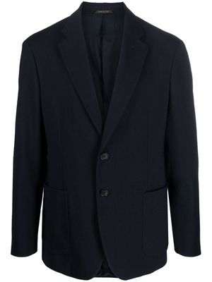 Giorgio Armani micro-canneté effect notched-lapel blazer - Blue