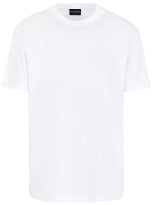 Giorgio Armani monogram-embroidered cotton T-shirt - White