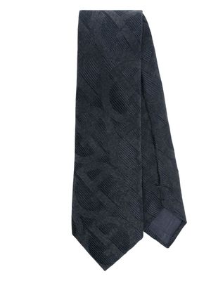 Giorgio Armani monogram-jacquard pointed-tip tie - Blue