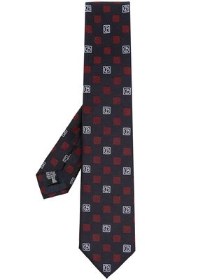 Giorgio Armani monogram-jacquard silk tie - Black