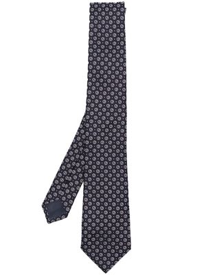 Giorgio Armani monogram-pattern silk tie - Blue