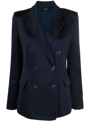 Giorgio Armani notched-collar double-breasted blazer - Blue