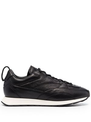 Giorgio Armani panelled lace-up leather sneakers - Black