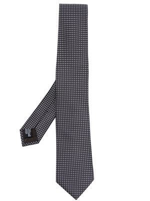 Giorgio Armani patterned-jacquard silk tie - Black