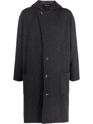 Giorgio Armani peak-lapel hooded coat - Grey