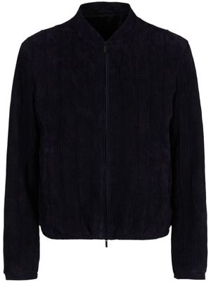 Giorgio Armani piped-trim lambskin jacket - Black