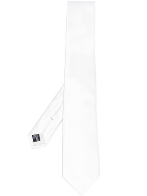 GIORGIO ARMANI plain silk tie - White
