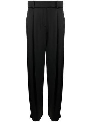 Giorgio Armani pleat-detail wide-leg silk trousers - Black