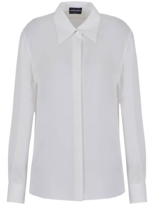Giorgio Armani point-collar silk shirt - White