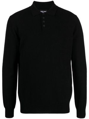 Giorgio Armani polo-collar cashmere jumper - Black