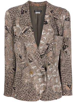 Giorgio Armani Pre-Owned 1980s abstract-print double-breasted jacket - Neutrals