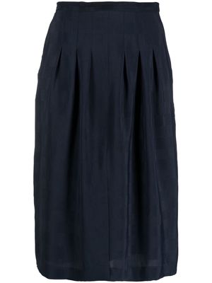Giorgio Armani Pre-Owned 1980s check-pattern high-waisted silk skirt - Blue