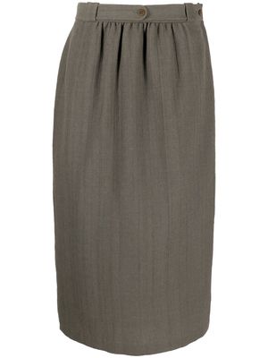 Giorgio Armani Pre-Owned 1980s gathered detailing straight-cut skirt - Grey