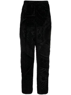 Giorgio Armani Pre-Owned 1990s patterned-jacquard velvet trousers - Black