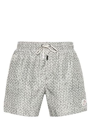 Giorgio Armani raffia-print swim shorts - Grey