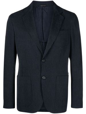 Giorgio Armani raised-seam striped single-breasted blazer - Blue