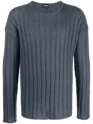 Giorgio Armani ribbed knit mohair-wool blend jumper - Blue