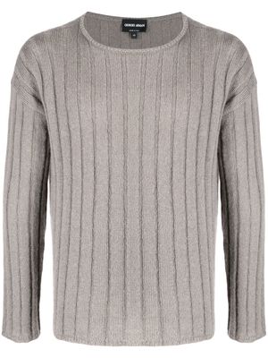 Giorgio Armani ribbed knit mohair-wool blend jumper - Grey