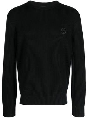 Giorgio Armani ribbed-knit virgin wool jumper - Black
