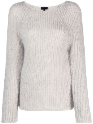 Giorgio Armani Round-neck chunky-knit jumper - Grey