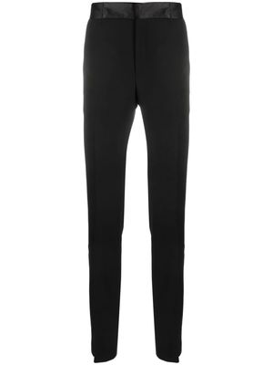 Giorgio Armani satin-trim tailored wool trousers - Black