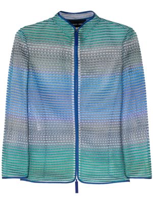 Giorgio Armani semi-sheer striped jacket - Blue