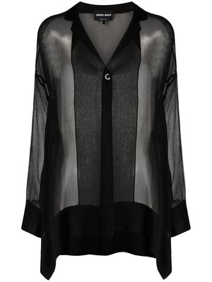 Giorgio Armani sheer front panel shirt - Black