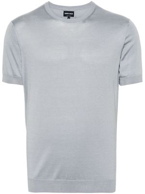 Giorgio Armani short-sleeve fine-knit jumper - Grey